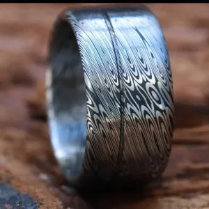 Stainless steel Damascus (deep etch) "dark coral" 10-12mm Customizable ring! Damascus steel ring, damascus ring, genuine damascus
