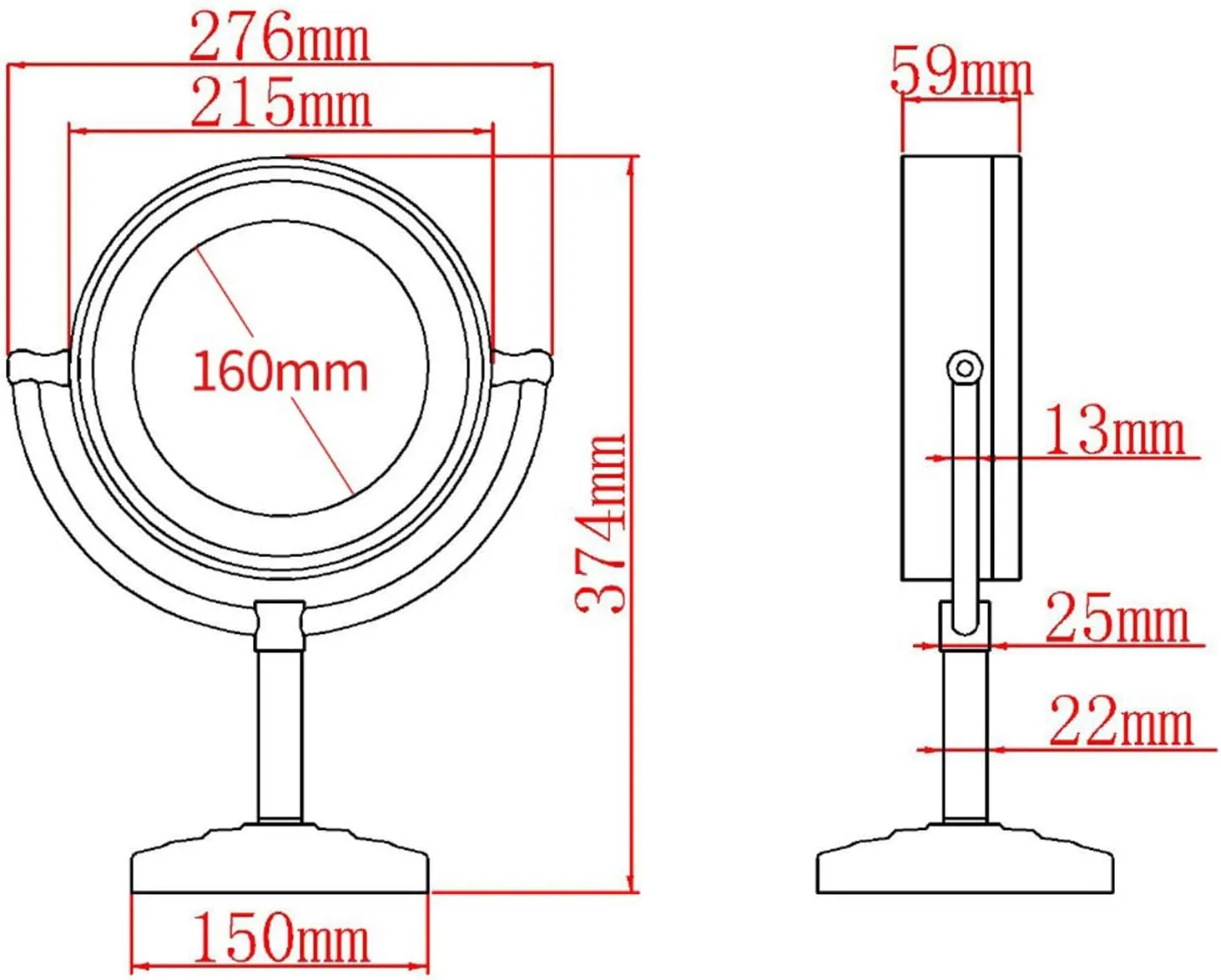 Standing LED Makeup Mirror, 8 Inch Double Sided 1X and 3X/5X/7X/10X Magnification, Brass Countertop Cosmetic Vanity Mirrors with Switch and Plug,Gold,5X