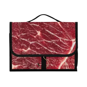 Steak Beef Meant Red Texture 1 PC Hanging Toiletry Wash bag Portable Makeup Organizer Brush Storage Case Portable Travel Cosmetic with Hook