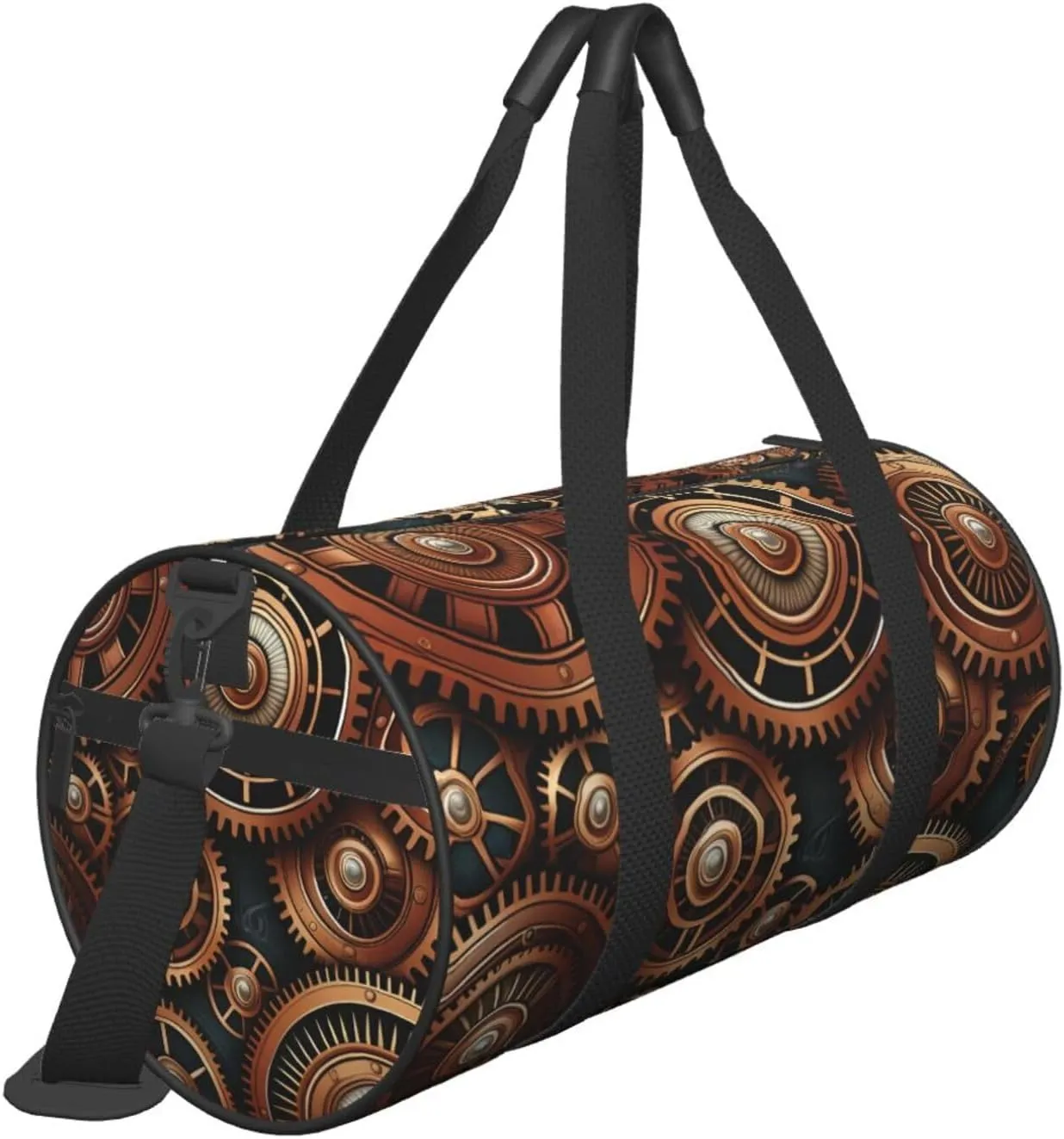 Steampunk Mechanical Gears Printed Travel Bag,Round Personal Item Storage bag,Foldie Duffel Bag for Traveling Vacation,Fitness,Sports
