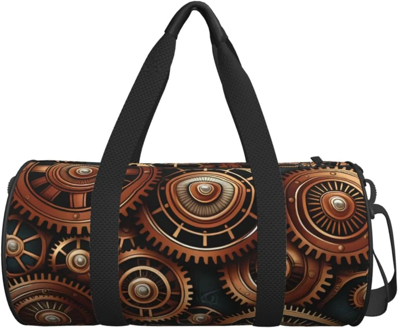 Steampunk Mechanical Gears Printed Travel Bag,Round Personal Item Storage bag,Foldie Duffel Bag for Traveling Vacation,Fitness,Sports