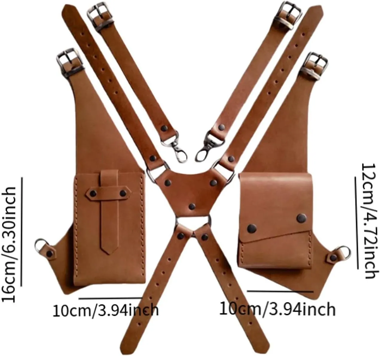Steampunk Shoulder Harness Bag PU Underarm Shoulder Bag for Riding Hiking