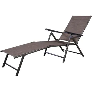 Steel Outdoor Chaise Lounge Chair Adjustable Folding Pool Lounger in Brown