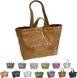 Stellaya Tote Bag, Women's Letters Print Tote Bag, PVC Kraft Paper Plastic Solid Color Draped Waterproof Leopard Handbags