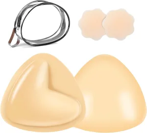Sticky Bra Inserts, Double-sided Sticky Push Up Inserts, Reusable Bra Pad Inserts for Bikini Dress Swimsuit Sports Bra