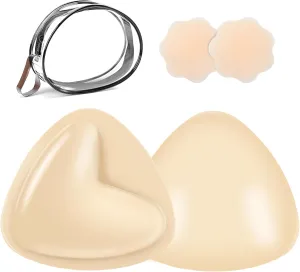 Sticky Bra Inserts, Double-sided Sticky Push Up Inserts, Reusable Bra Pad Inserts for Bikini Dress Swimsuit Sports Bra