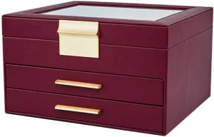 Storage Box Jewelry Organizer Drawer Type Jewelry Box Storage Box Cosmetic Box Ring Earring Necklace Bracelet Watch Small Jewelry Three-Layer Storage Box Jewelry Box