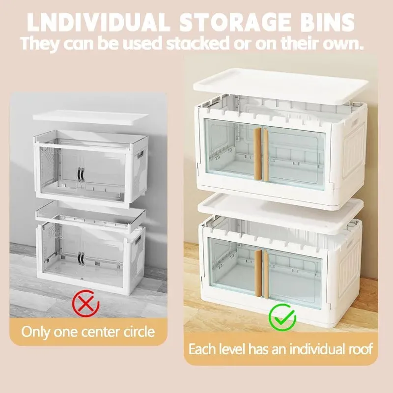 Storage,4 Packs Stackable Bins with Wheels Storage Bins with Lids,78 Quart Plastic White Closet Organizers