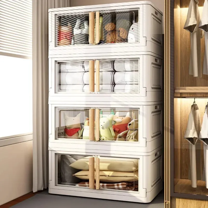 Storage,4 Packs Stackable Bins with Wheels Storage Bins with Lids,78 Quart Plastic White Closet Organizers