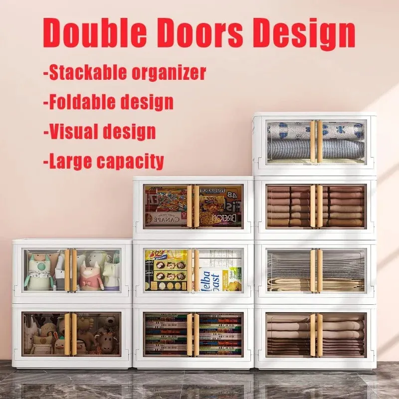Storage,4 Packs Stackable Bins with Wheels Storage Bins with Lids,78 Quart Plastic White Closet Organizers