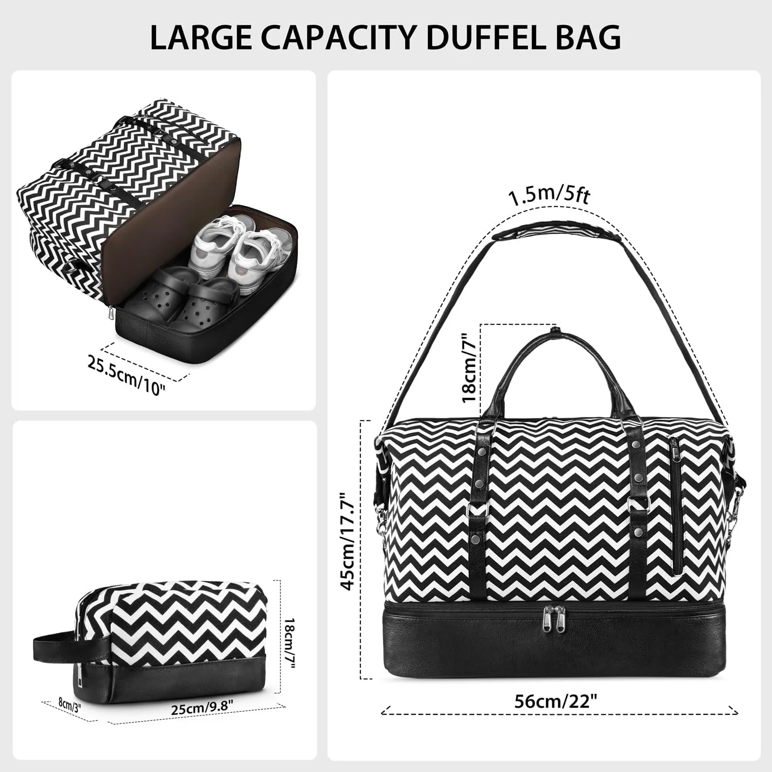 Stouchi Weekender Tote Bag - Carry On & Overnight Travel Bag with Shoes Compartment