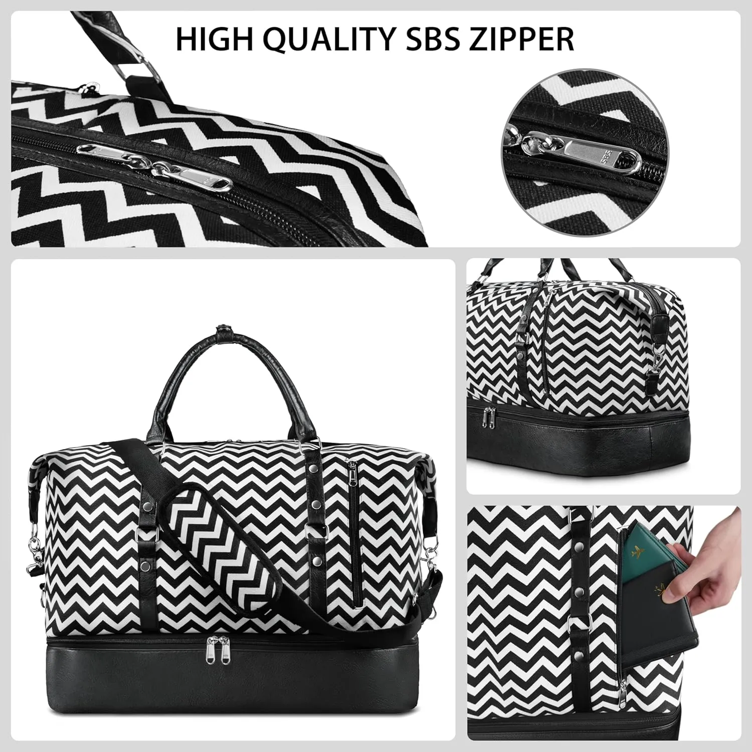Stouchi Weekender Tote Bag - Carry On & Overnight Travel Bag with Shoes Compartment