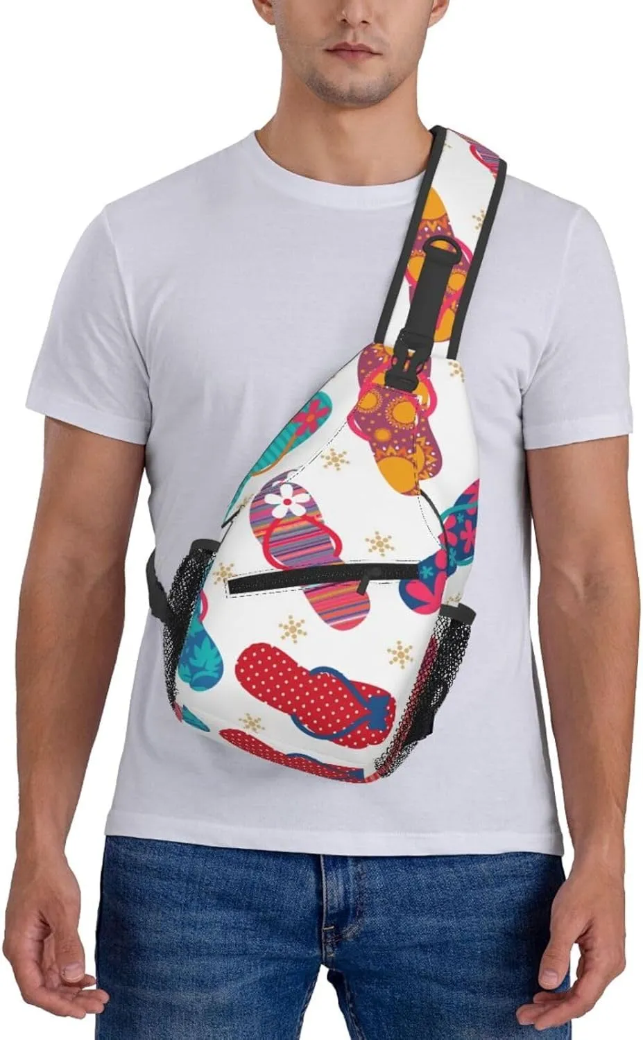 Sturdy Anti Theft Sling Bag for Cool Flip Flops Slippers Shoulder Chest Bag Multipurpose Cross Body Backpack Lightweight Casual Daypack