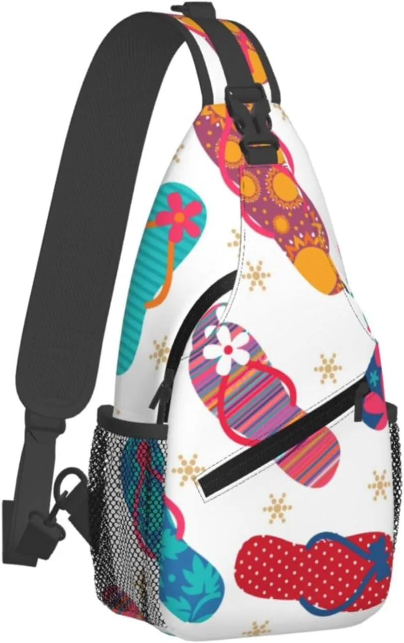 Sturdy Anti Theft Sling Bag for Cool Flip Flops Slippers Shoulder Chest Bag Multipurpose Cross Body Backpack Lightweight Casual Daypack