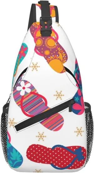 Sturdy Anti Theft Sling Bag for Cool Flip Flops Slippers Shoulder Chest Bag Multipurpose Cross Body Backpack Lightweight Casual Daypack