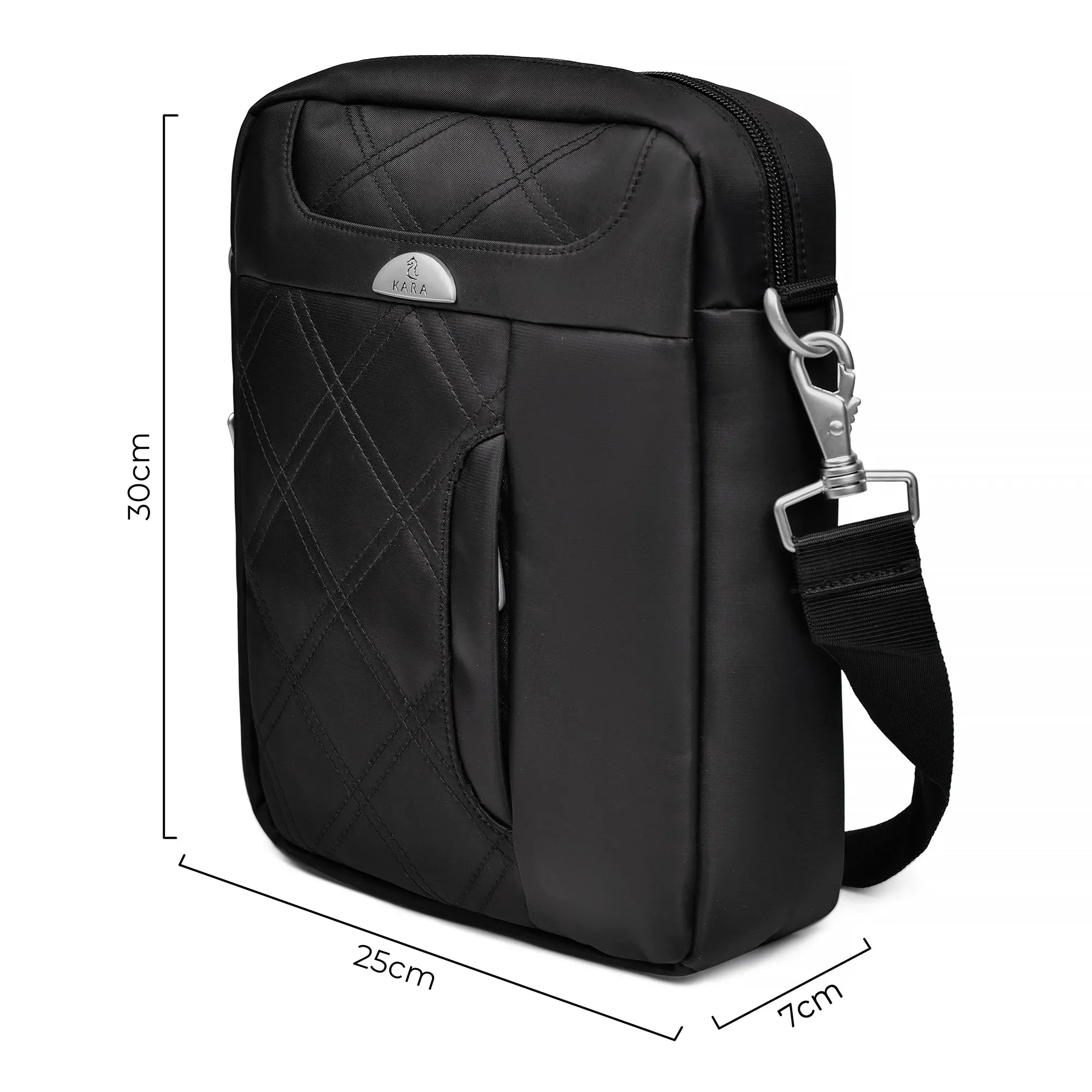 Stylish Black Quilted Nylon Sling Bag