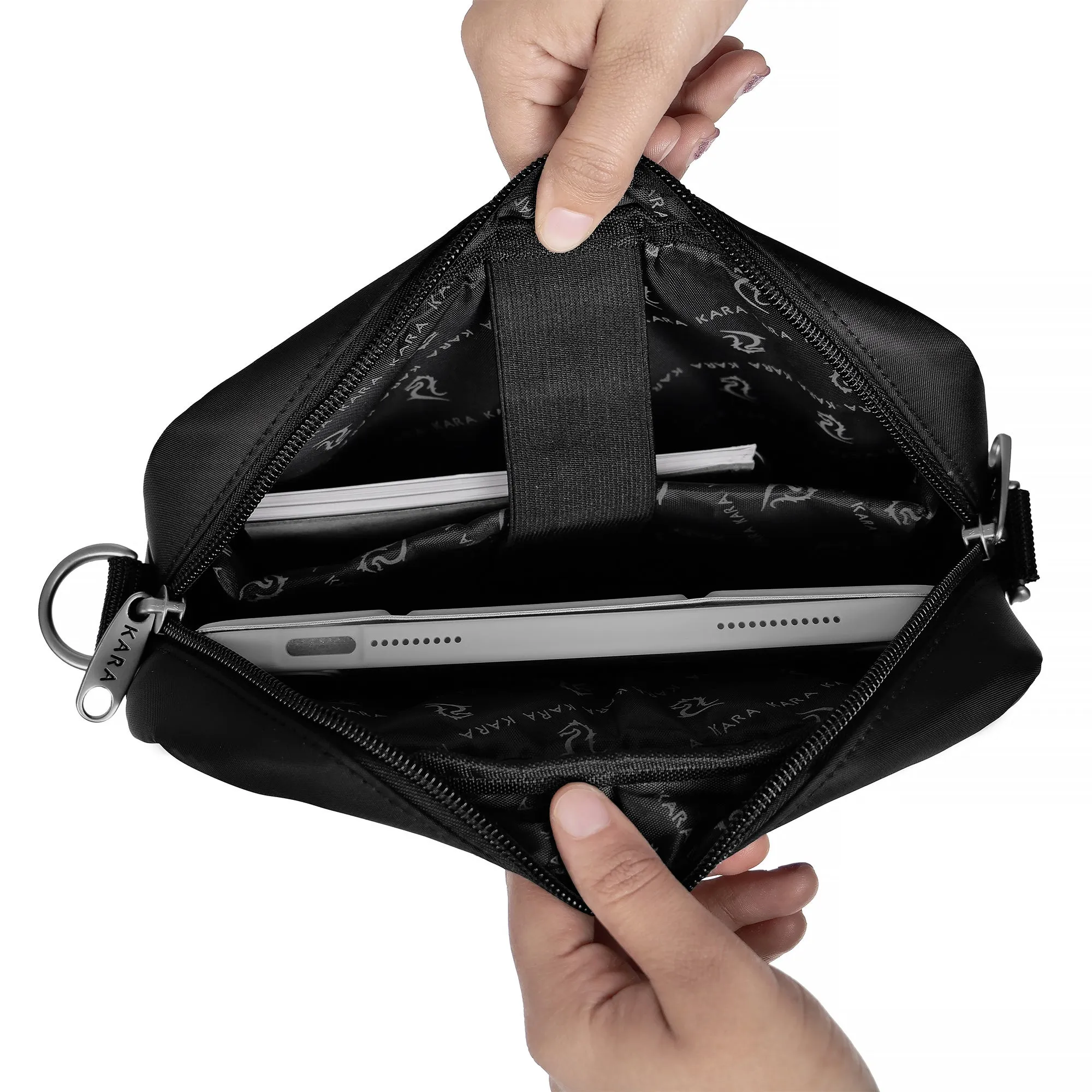 Stylish Black Quilted Nylon Sling Bag