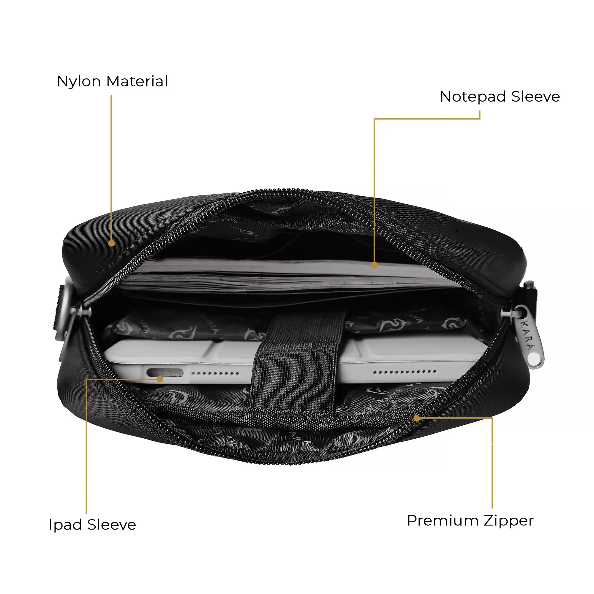 Stylish Black Quilted Nylon Sling Bag