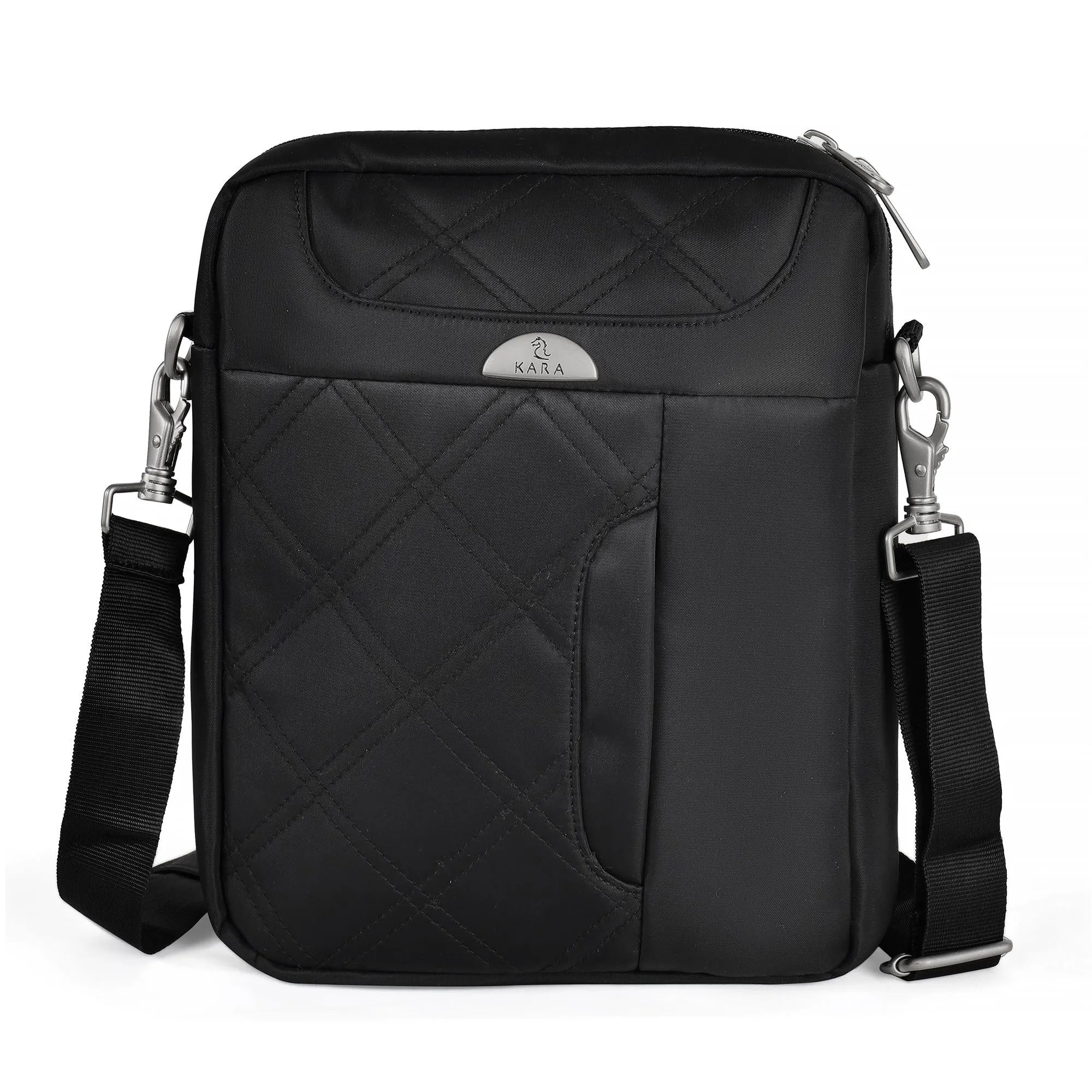 Stylish Black Quilted Nylon Sling Bag