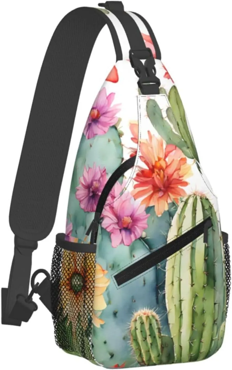 (Succulent Rose) Crossbody Chest Bag For Men Women Lightweight Sling Backpack Adjustable Shoulder Bag For Travel Outdoor Daily Use