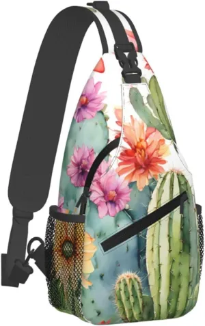 (Succulent Rose) Crossbody Chest Bag For Men Women Lightweight Sling Backpack Adjustable Shoulder Bag For Travel Outdoor Daily Use