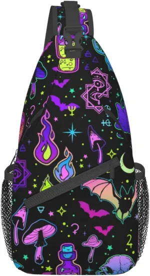 Sugar Skull Rose Crossbody Backpack for Travel Hiking Chest Daypack Shoulder Sling Bag for Men Women Cycling Walking