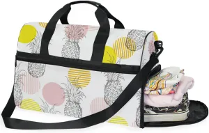 Summer Pineapple Polka Dots Duffel Bag for Travel, Large Sport Gym Bag with Shoe Compartment