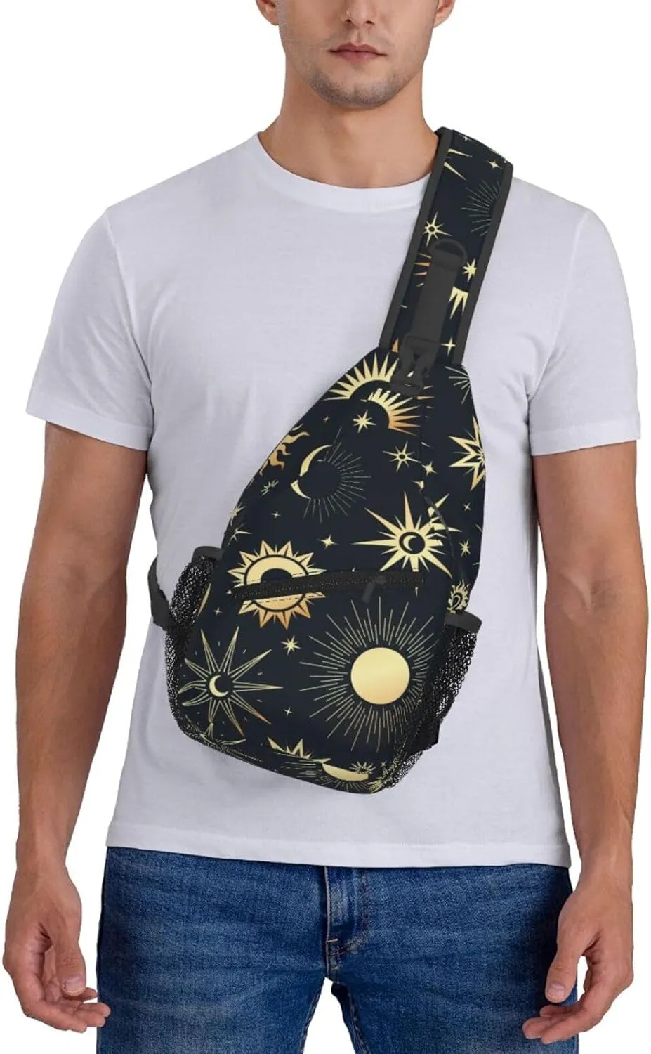 Sun Moon Crossbody Sling Backpack Sling Bag Adjustable Chest Shoulder Daypack For Women Men
