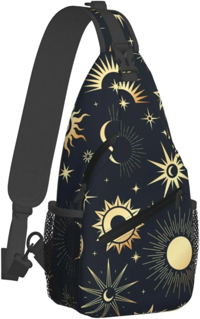 Sun Moon Crossbody Sling Backpack Sling Bag Adjustable Chest Shoulder Daypack For Women Men