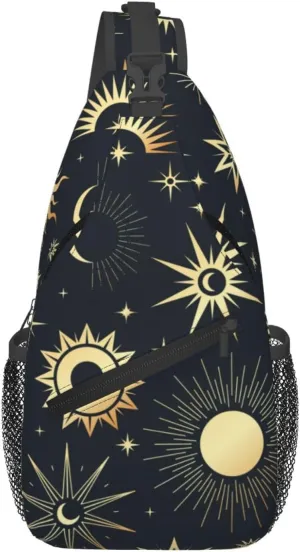 Sun Moon Crossbody Sling Backpack Sling Bag Adjustable Chest Shoulder Daypack For Women Men