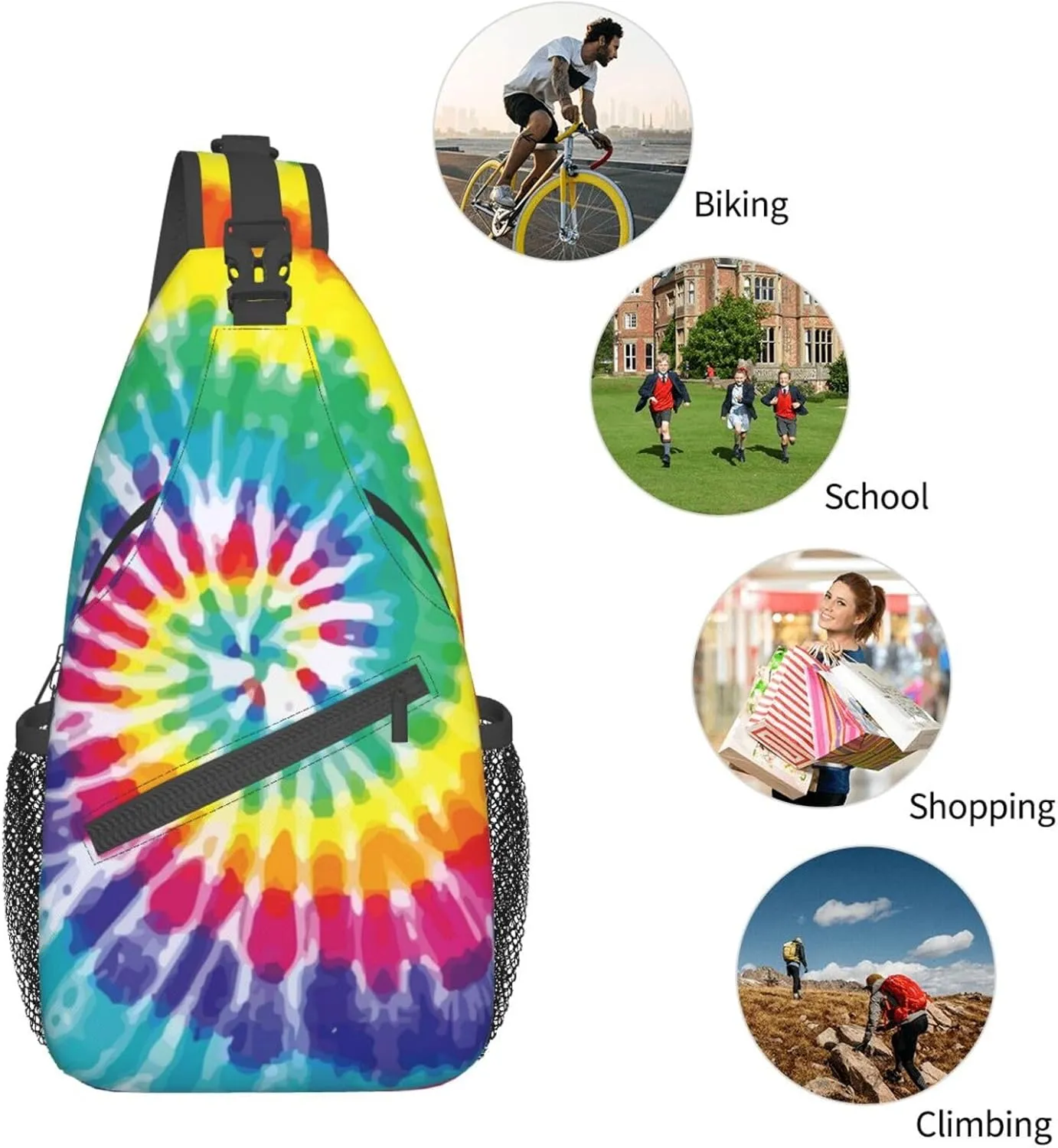 Sunflower And American Flag Sling Backpack Crossbody Shoulder Bags For Women Men, Sling Bag Travel Hiking Chest Bag Daypack