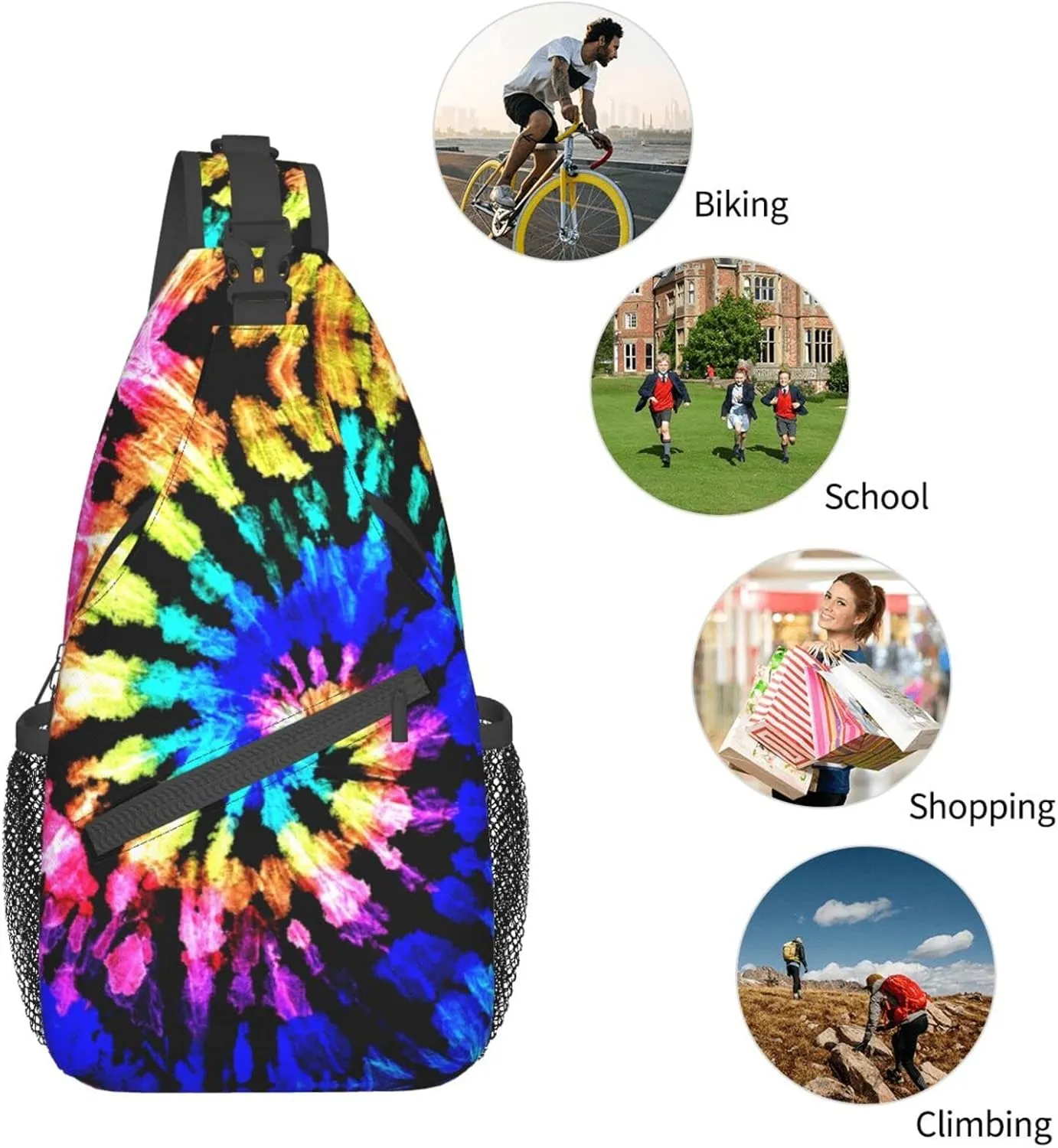 Sunflower And American Flag Sling Backpack Crossbody Shoulder Bags For Women Men, Sling Bag Travel Hiking Chest Bag Daypack