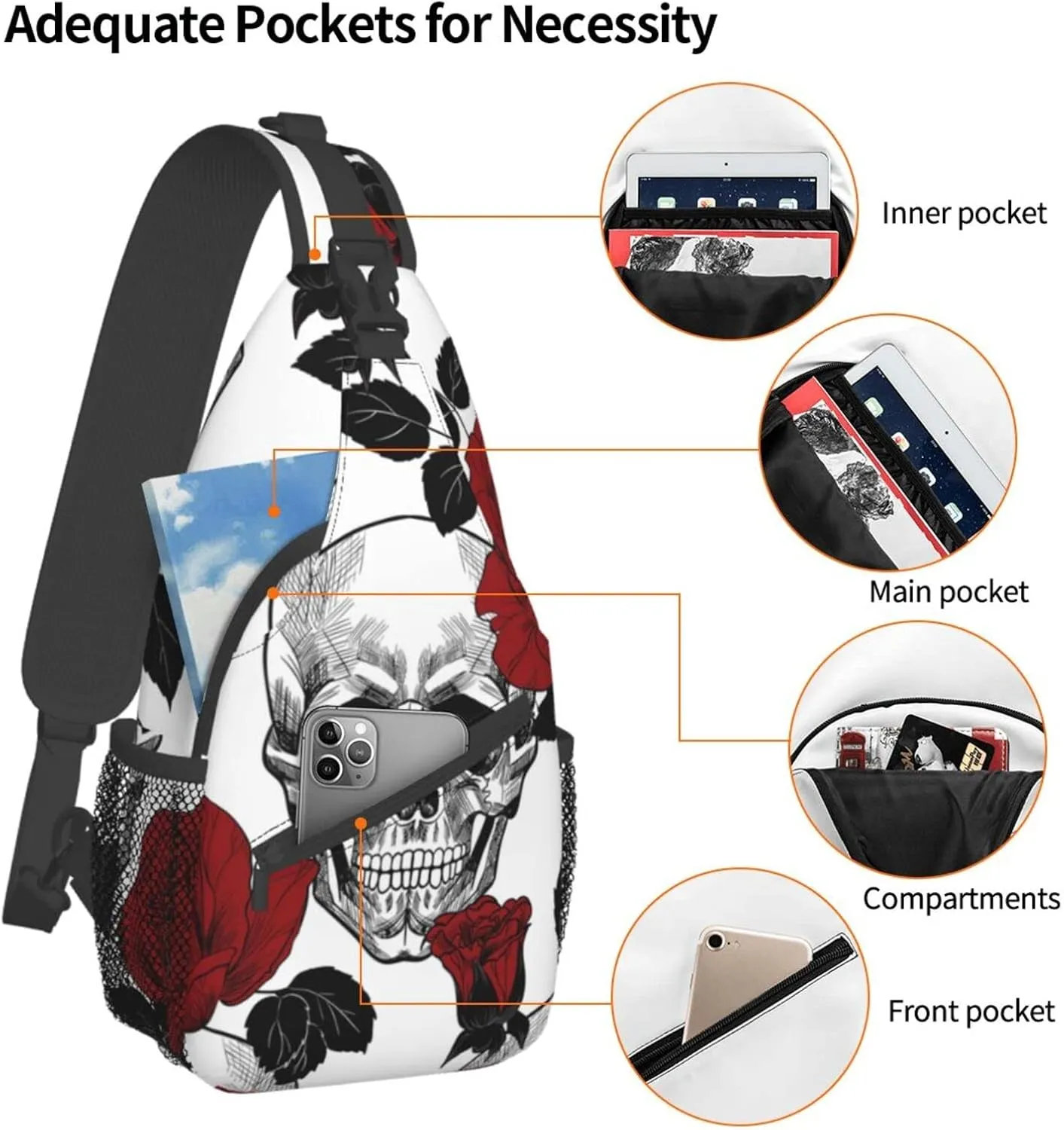 Sunflower And American Flag Sling Backpack Crossbody Shoulder Bags For Women Men, Sling Bag Travel Hiking Chest Bag Daypack