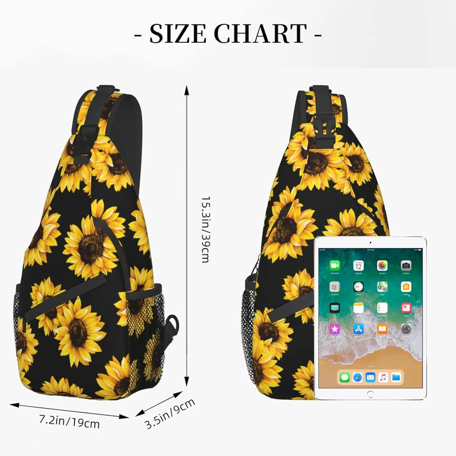 Sunflower And American Flag Sling Backpack Crossbody Shoulder Bags For Women Men, Sling Bag Travel Hiking Chest Bag Daypack