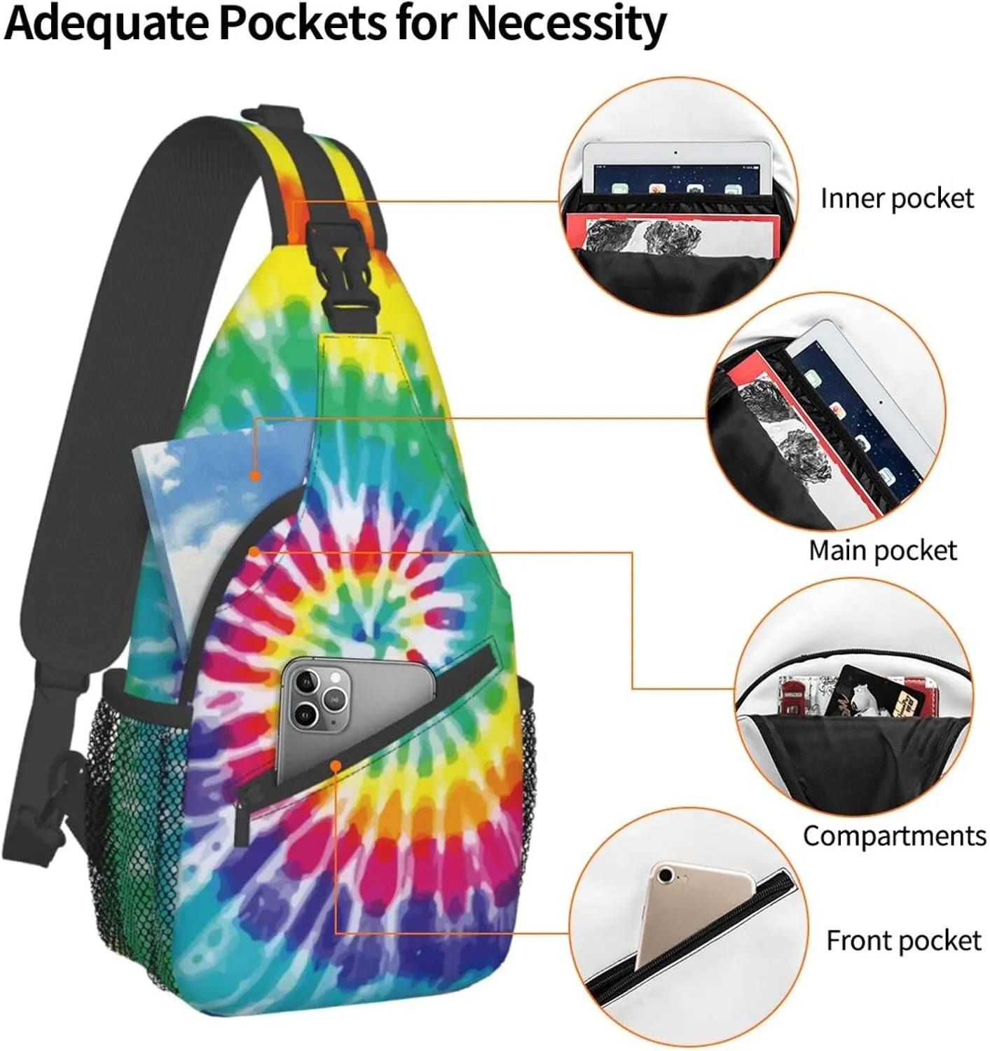 Sunflower And American Flag Sling Backpack Crossbody Shoulder Bags For Women Men, Sling Bag Travel Hiking Chest Bag Daypack