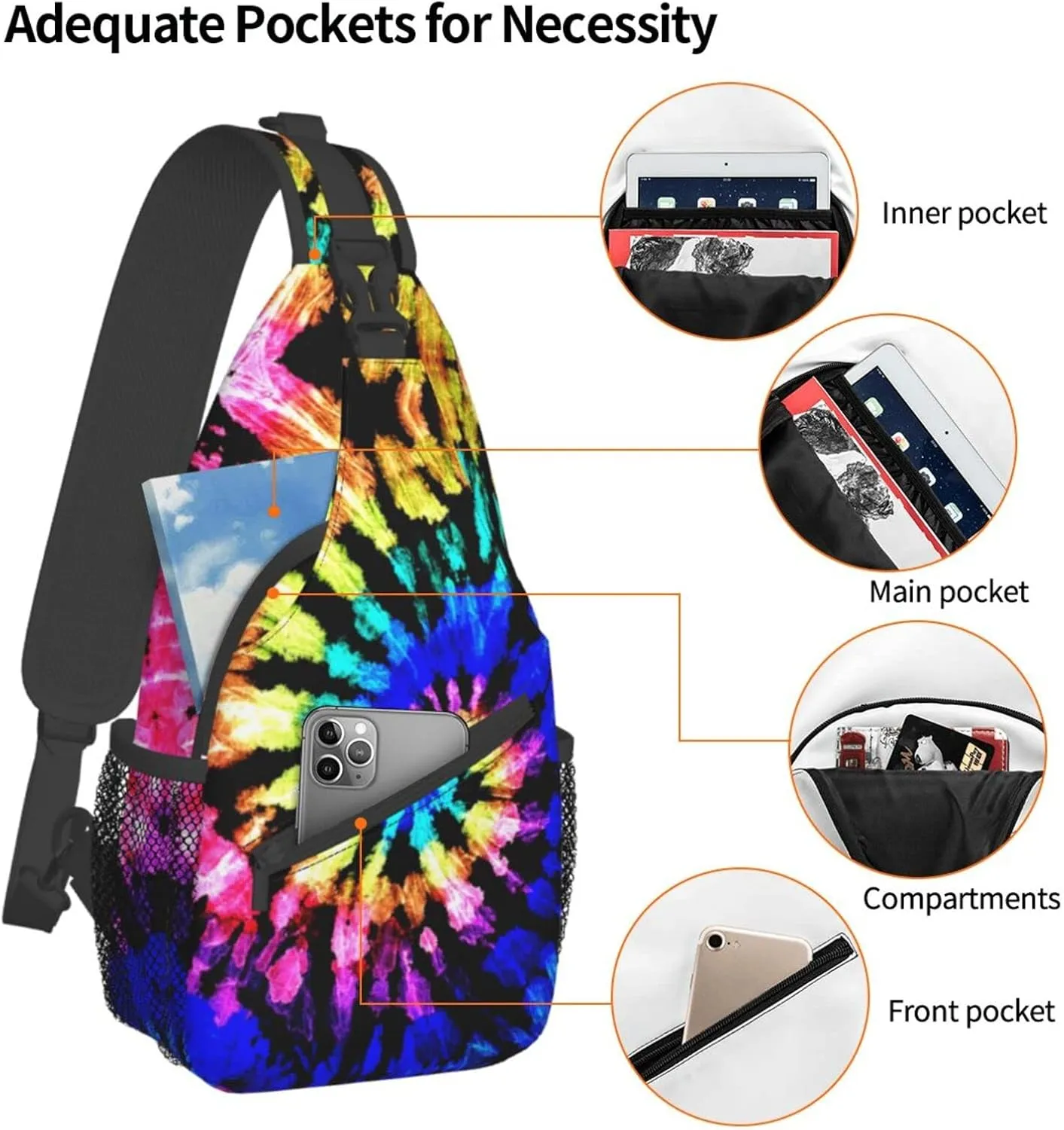 Sunflower And American Flag Sling Backpack Crossbody Shoulder Bags For Women Men, Sling Bag Travel Hiking Chest Bag Daypack