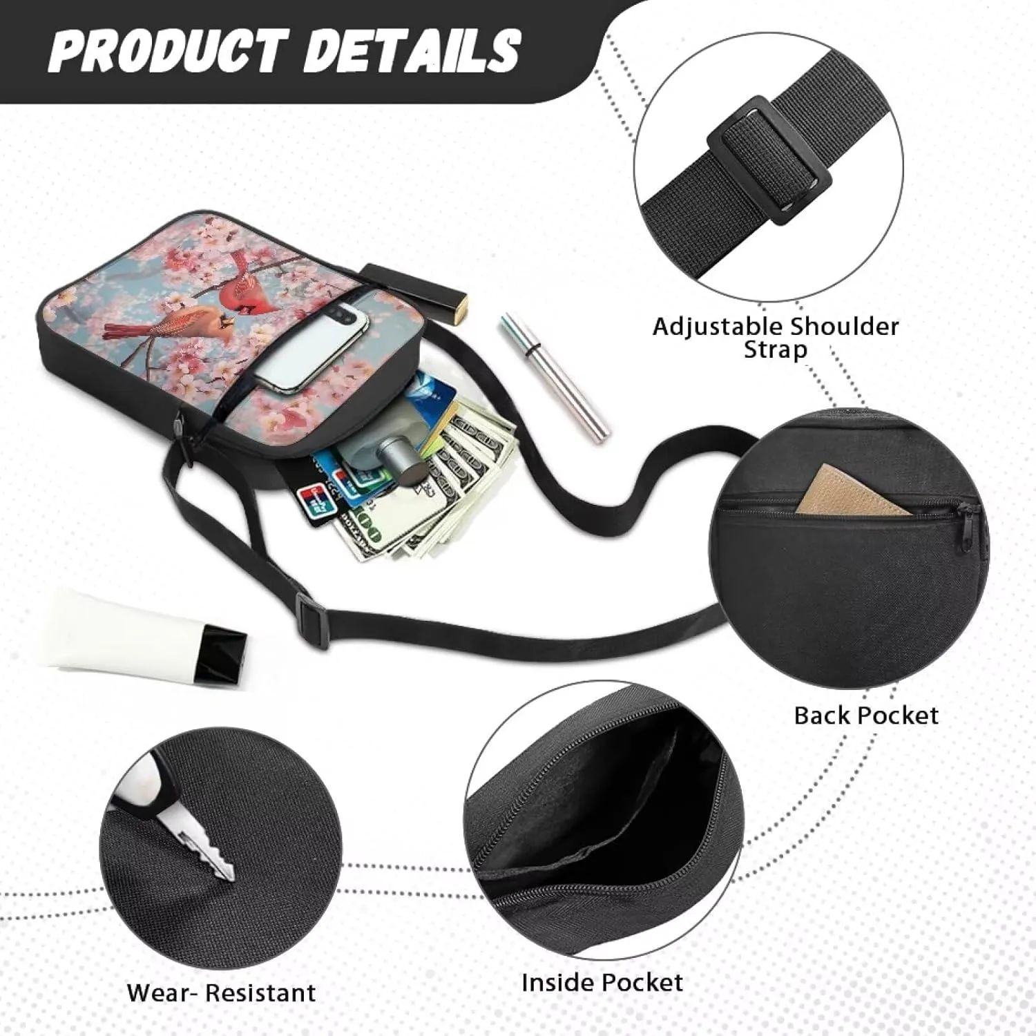 Suobstales Crossbody Bag for Women Men Small Messenger Bag Shoulder Bag Fanny Pack Purse Satchel Bag with Zipper Closure