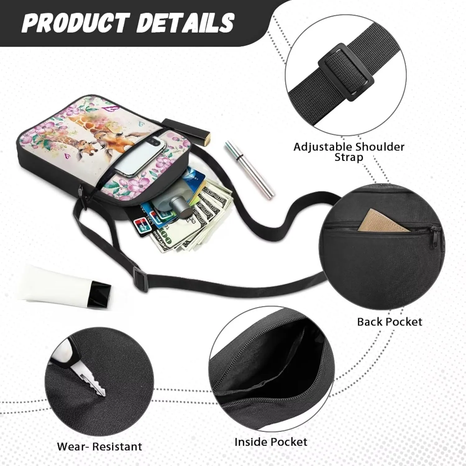 Suobstales Crossbody Bag for Women Men, Small Sling Pack Handbag for Work Business, Lightweight Messenger Shoulder Travel Bag