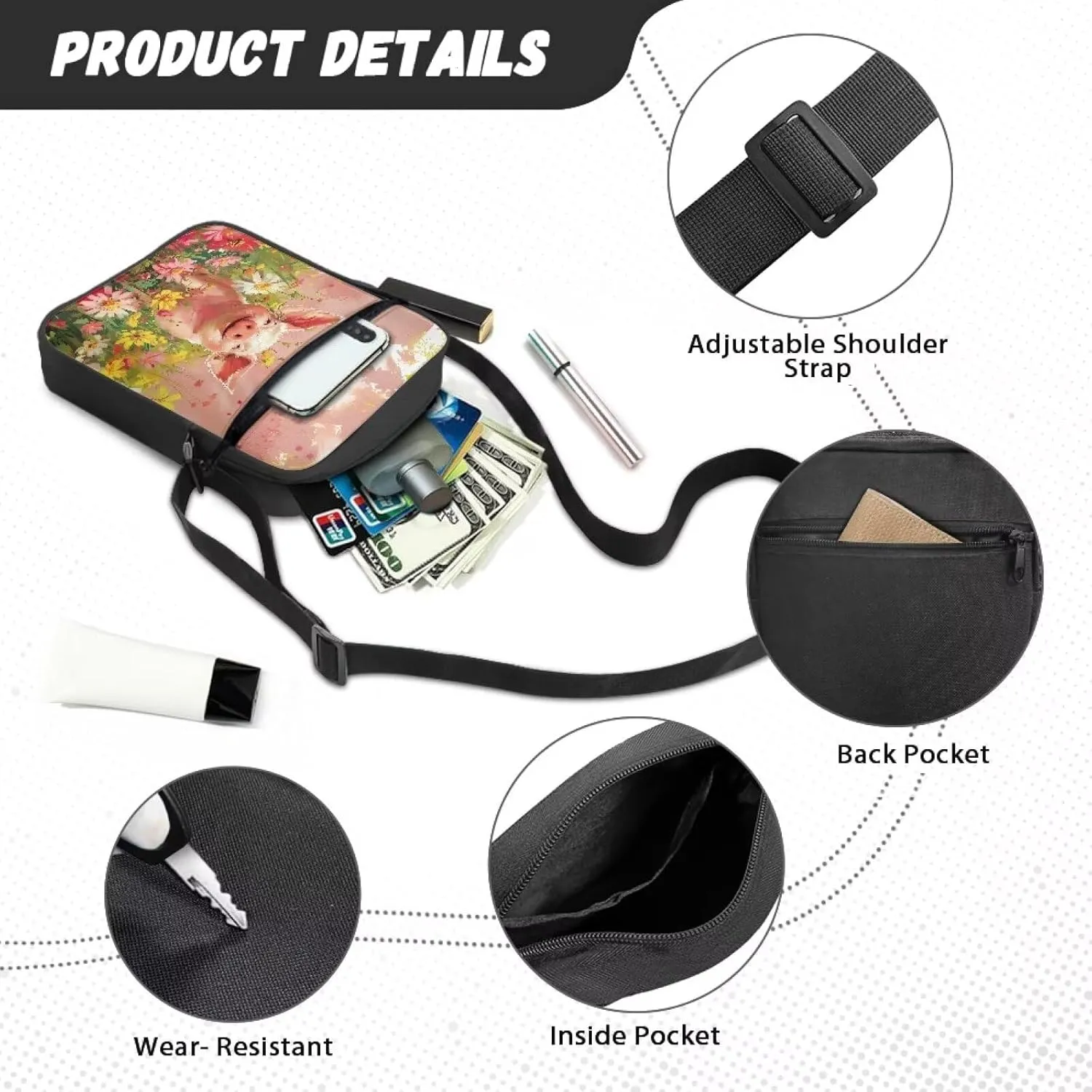Suobstales Crossbody Bag Sling Purse for Women Men Mini Shoulder Bag Messenger Bag Fanny Back Pack Travel Passport Wallet Bag