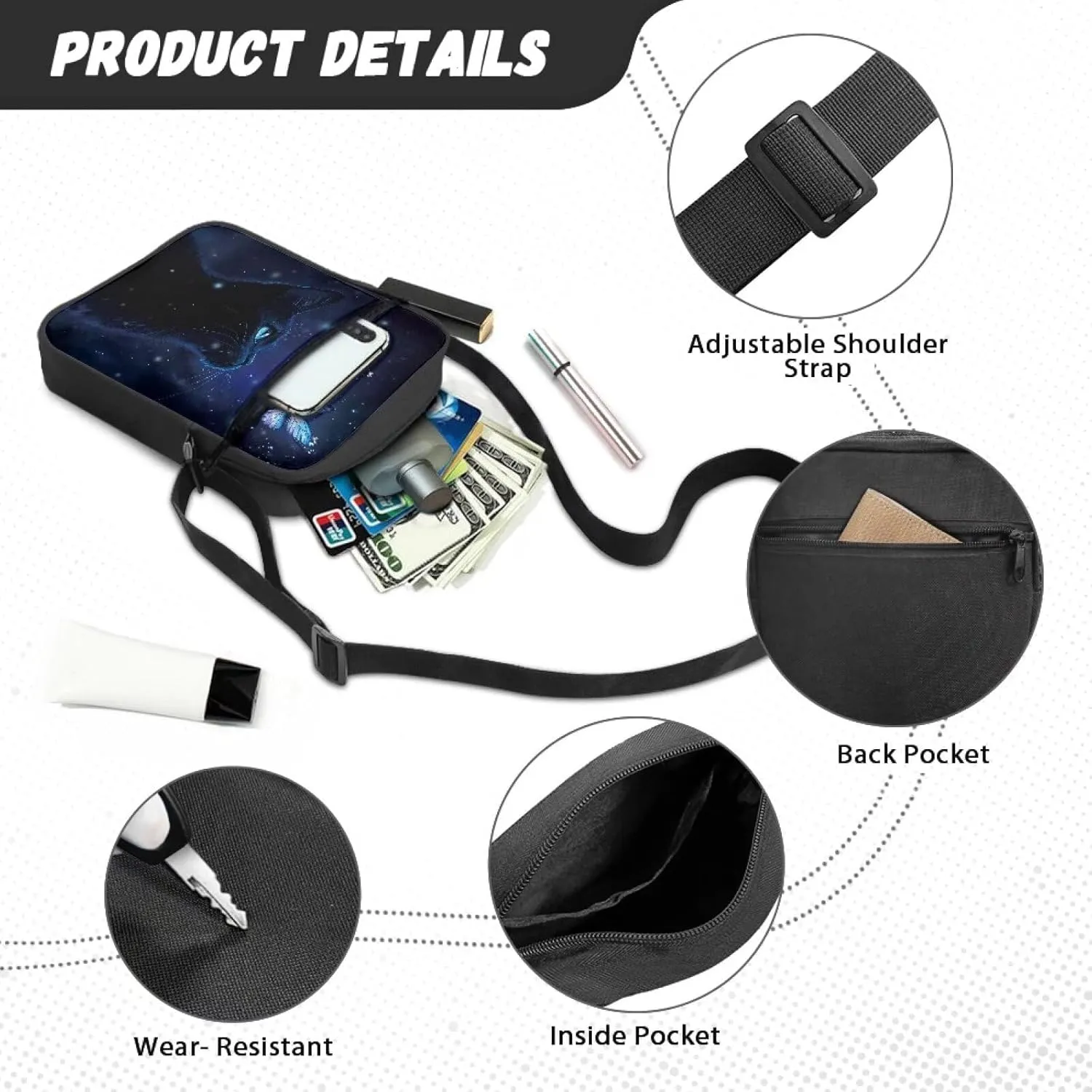 Suobstales Shoulder Bag Crossbody Bag for Women Men Small Messenger Bag Casual Handbag with Adjustable Strap for Work Cycling