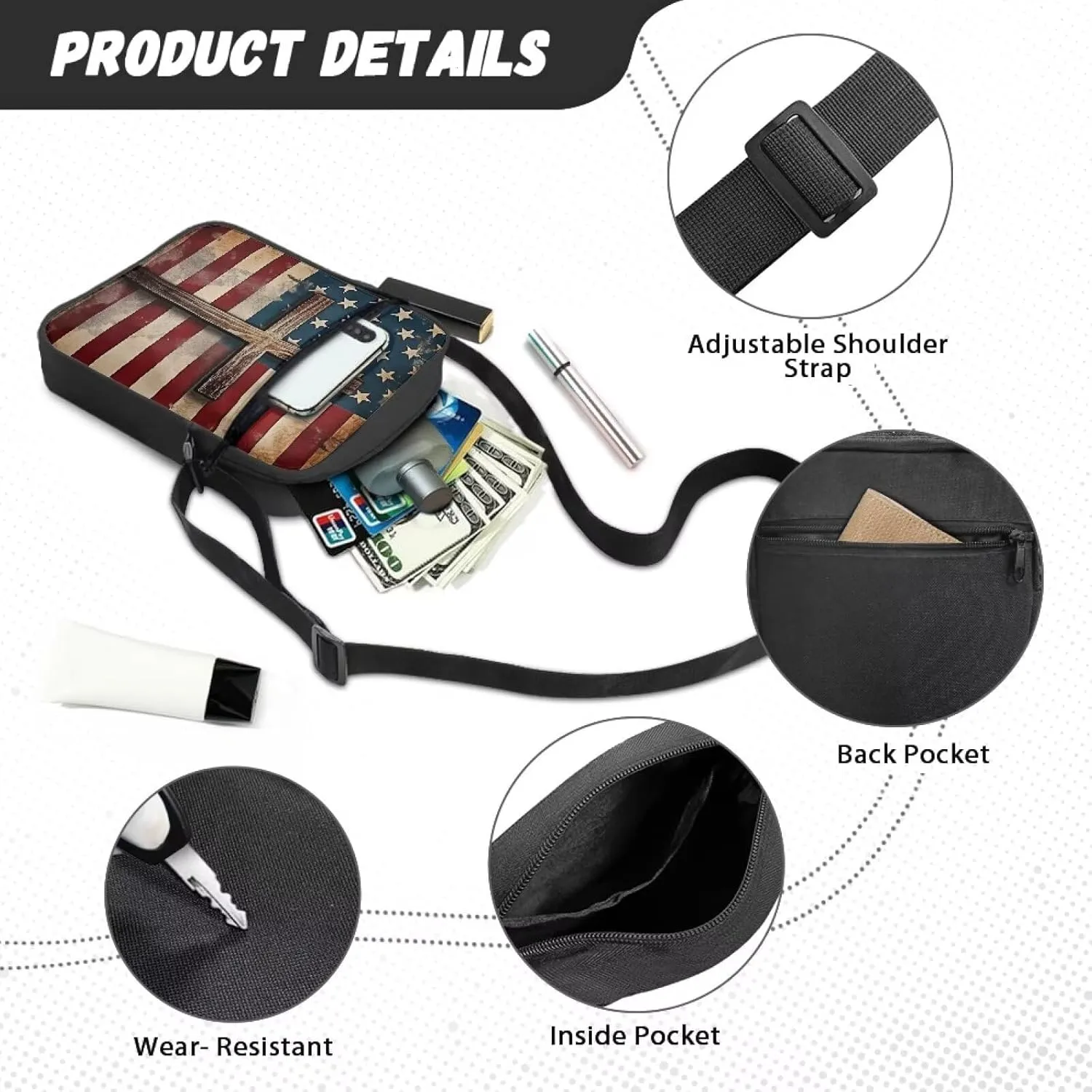 Suobstales Shoulder Bag Crossbody Bag for Women Men Small Messenger Bag Casual Handbag with Adjustable Strap for Work Cycling
