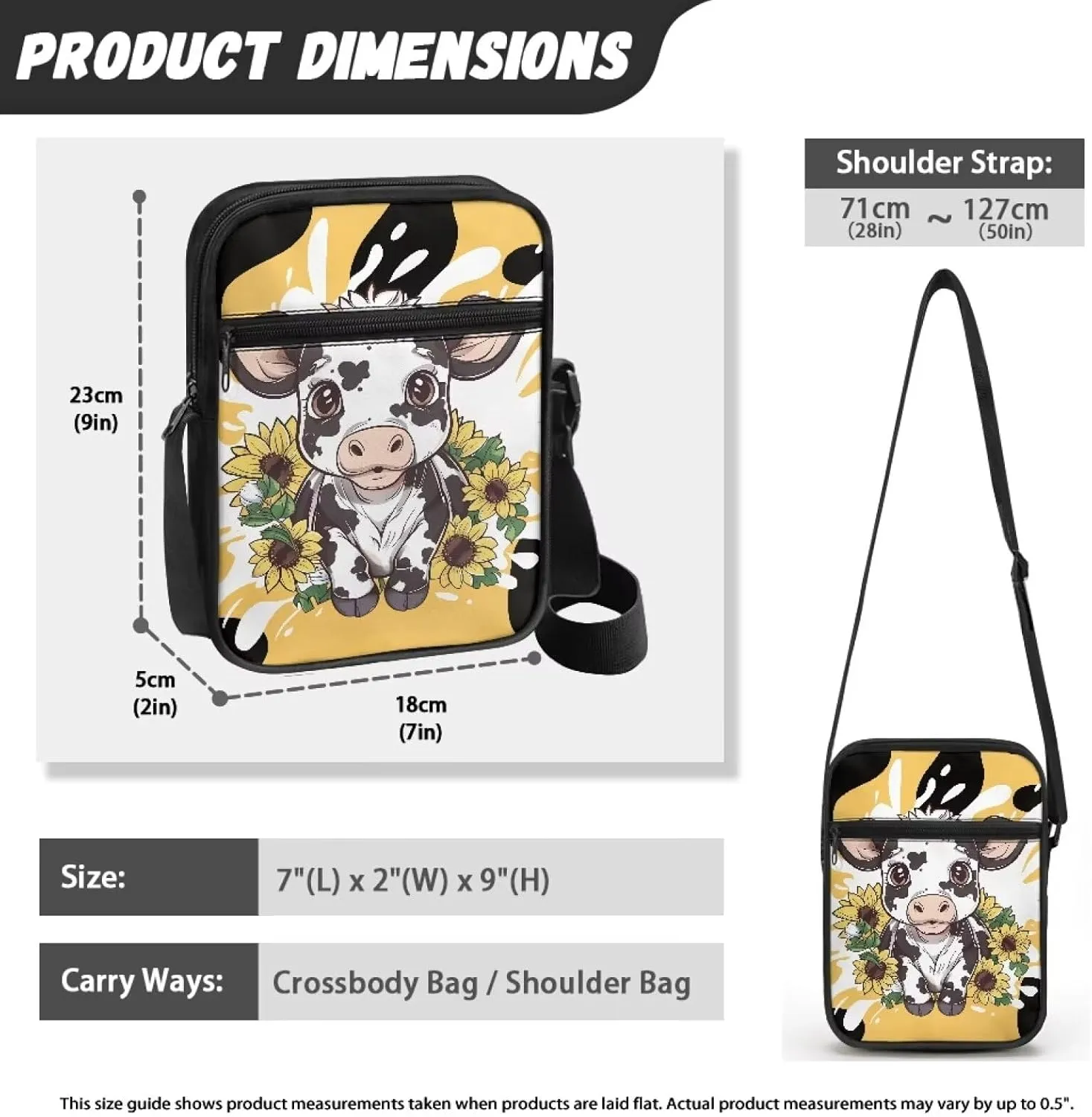 Suobstales Small Crossbody Bag for Women Men, Mini Messenger Bag Shoulder Bag Sling Bag with Zipper Pocket for Phone Passport