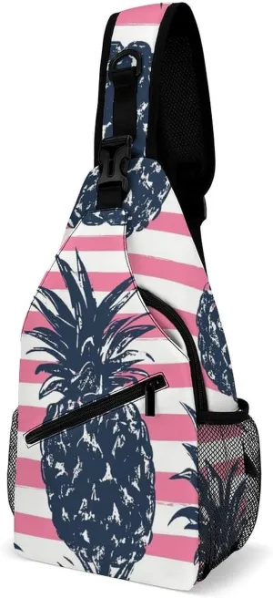 Supdreamc Ultra Lightweight Sling Backpack Chest Day Bag Multipurpose Anti-Theft Rucksack for Cycling Hiking Camping Travel Outdoor, Tropical Plants Pineapple Camera Case Messenger Bag