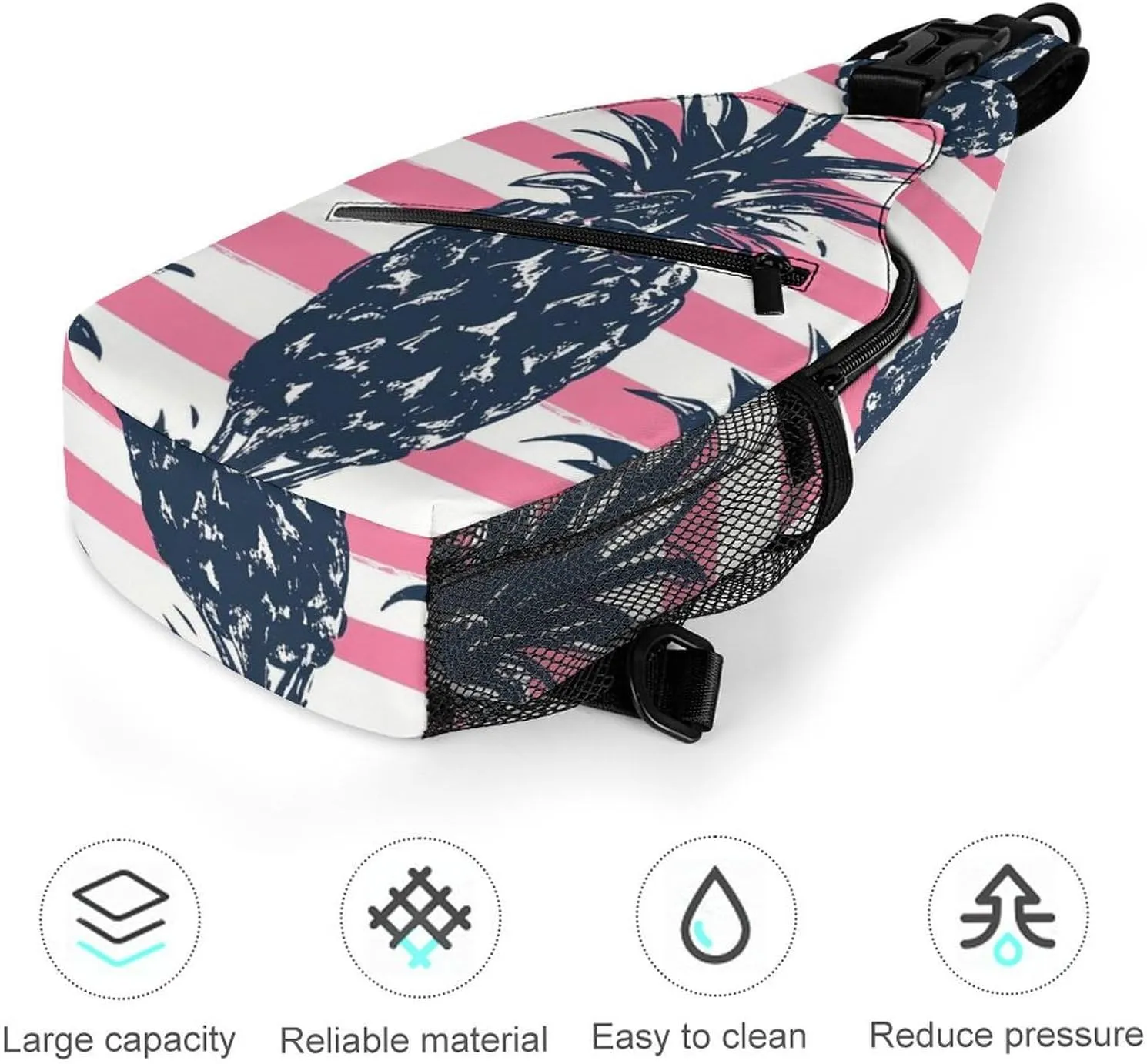 Supdreamc Ultra Lightweight Sling Backpack Chest Day Bag Multipurpose Anti-Theft Rucksack for Cycling Hiking Camping Travel Outdoor, Tropical Plants Pineapple Camera Case Messenger Bag