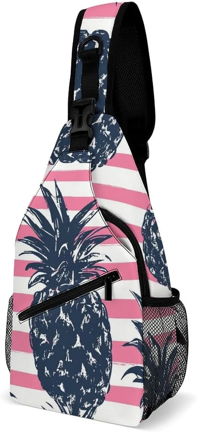 Supdreamc Ultra Lightweight Sling Backpack Chest Day Bag Multipurpose Anti-Theft Rucksack for Cycling Hiking Camping Travel Outdoor, Tropical Plants Pineapple Camera Case Messenger Bag