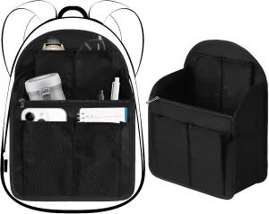 Sweetude 2 Pcs Backpack Organizer Insert 7.9 x 4.8 x 11 Inch Small Shoulder Bag Divider for Rucksack Handbag Shoulder Bag Purse(Black)