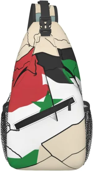 Syrian Arab Republic Flag Map03 Men'S Casual Chest Crossbody Bag, Lightweight Durable Shoulder Sling Pack For Daily Use, Travel, And Outdoor.