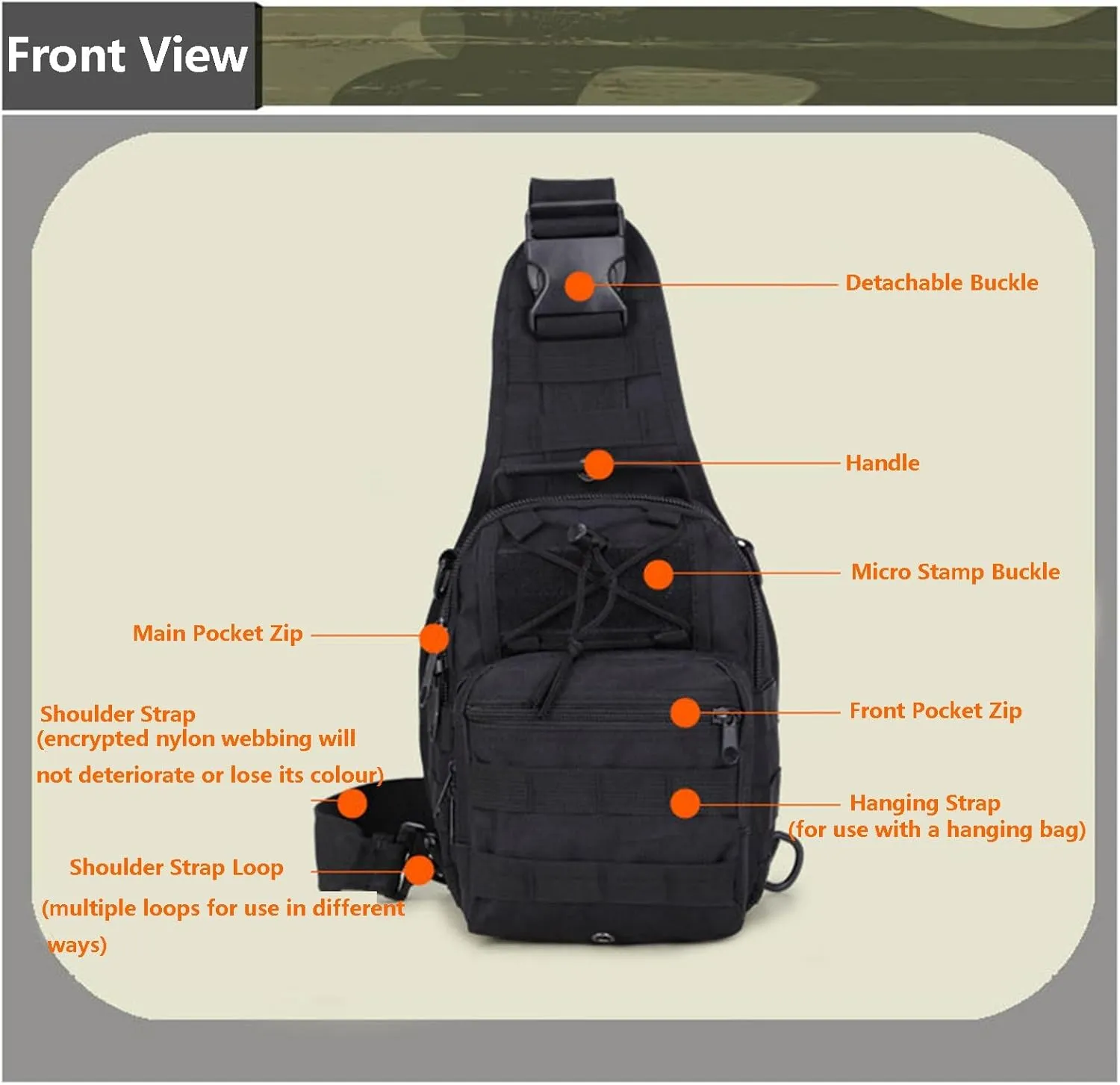 Tactical Shoulder Sling Bag Small Outdoor Chest Pack Backpack for Men Traveling, Trekking, Camping, Sling Backpack(Army Green)