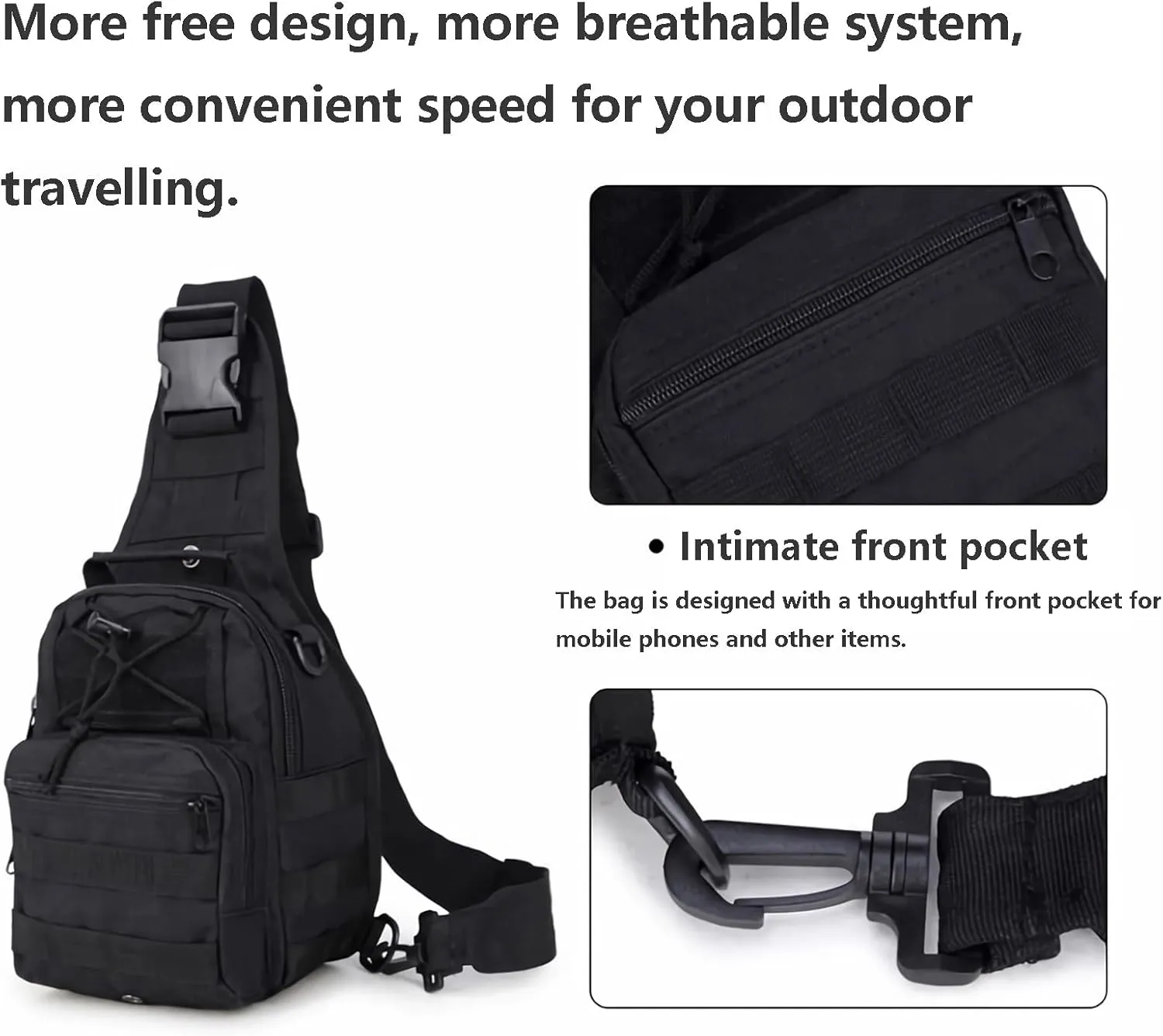 Tactical Shoulder Sling Bag Small Outdoor Chest Pack Backpack for Men Traveling, Trekking, Camping, Sling Backpack(Army Green)