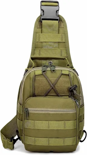Tactical Shoulder Sling Bag Small Outdoor Chest Pack Backpack for Men Traveling, Trekking, Camping, Sling Backpack(Army Green)